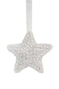 White Pearl Beaded Star Ornament