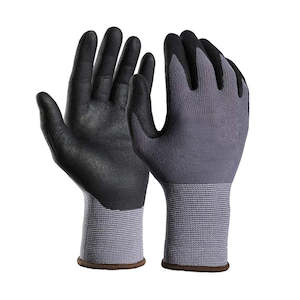 Shrink Wrap Supplies: Nylon Mix Spandex Palm Foam Nitrile Coated Gloves-Set of 10 Pair