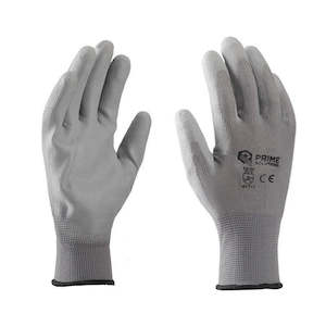 Health Safety: Grey PU Gloves - Polyester PU Coated, Set of 10 Pair