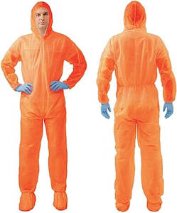 Asbestos Waste Removal Supplies: ORANGE - Disposable SMS Coverall - Size: 2XL - 60 GSM