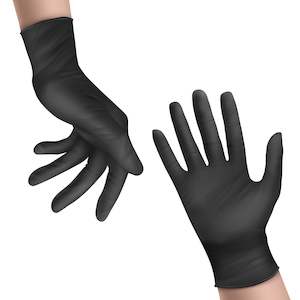 Asbestos Waste Removal Supplies: Black Disposable Nitrile Gloves - 3.2 - 5.0 GSM- Set of 50 Pairs