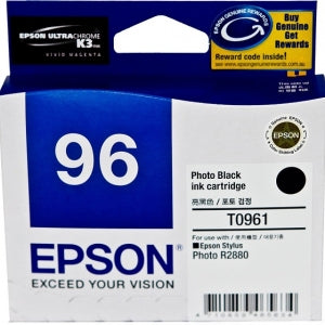 Epson Genuine Ink: Epson T0961 Photo Blk Ink Cartridge