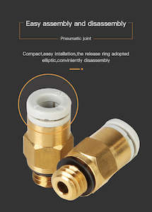 Internet only: Creality 3D Small Male Straight Pneumatic Tube Push Fitting Connector