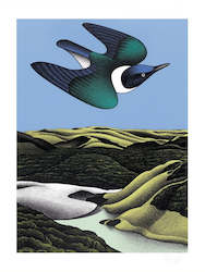 Swoop of the Kotare print by Don Binney