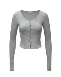 COLONEL RIB HENLEY TOP HEATHER GREY