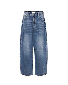 PRIX DENIM STONE WASHED WIDE DENIM JEANS INDIGO