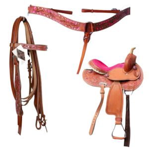 Bling Horse Tack Cheap: Pink Western Saddle & Headstall Kit