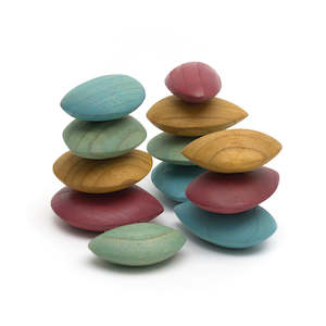 Earth Wood Pebbles <br> Set of 12