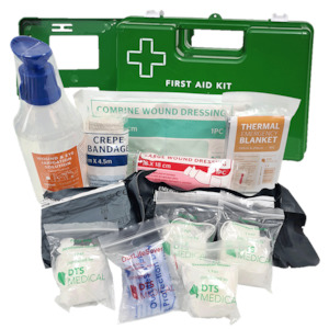 Direct: First Aid Kit In X Large Green Plastic Wall Mount Box - Good basic contents with trauma products