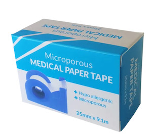 Boxed Microporous Paper Tape 25mm x 9.1m on dispenser