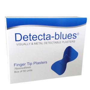 Detecta-blues Visually & Metal Detectable Plasters Large Fingertip Box of 50