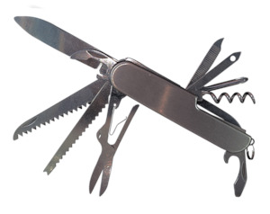 Silver Medium Pocket Knife multitool - up to 11 variations