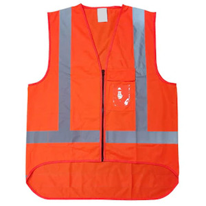 Hi Viz Orange Safety Vest with Silver Reflective Tape TTMC-W