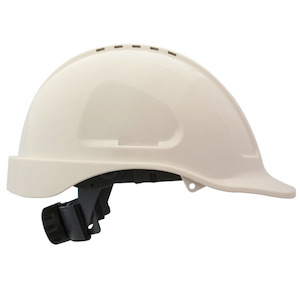 Hard Hat White - Ratchet Adjusting, Vented