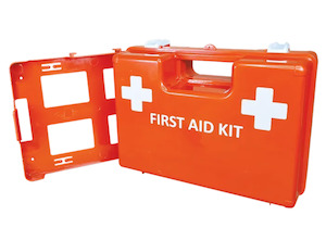 First Aid Box Landscape Orange Wall Mountable -EMPTY