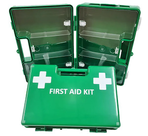 Direct: First Aid Box green plastic X-Large Wall Mount -EMPTY