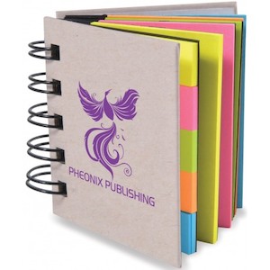 Event, recreational or promotional, management: Spiral Book with Noteflags