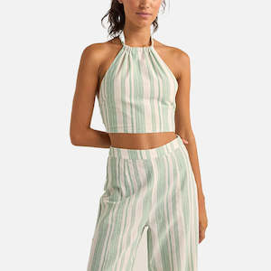 Rhythm Dinero Stripe Halter Top - Green