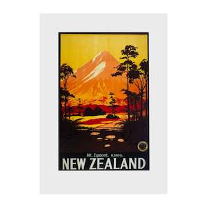 Gift: Taranaki Maunga* (formerly known as Mount Egmont) Vintage Tourist Print