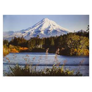 Taranaki Maunga from Lake Mangamahoe Poster