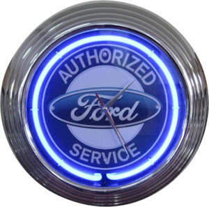 Ford Authorized Service Neon Clock -(Blue- NENC-07B,  White- NENC-07W)