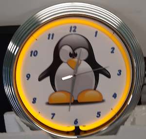 Electric light fittings: Cartoon Penguin Neon Clock - NENC-164