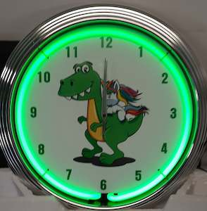 Electric light fittings: Dinosaur with Unicorn Neon Clock -NENC-163