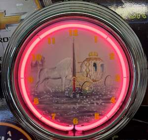 Unicorn with Princess Carriage Neon Clock  - NENC-165