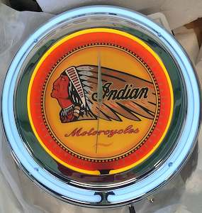 Indian Motorcycles Double Tube Neon Clock - NENC-621