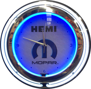 Hemi Mopar Double Tube Neon Clock - NENC-601