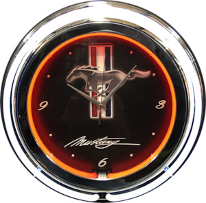 Mustang Double Tube Neon Clock - NENC-602