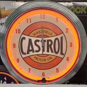 Electric light fittings: Castrol Wakefield Motor Oil Neon Clock - NENC-137