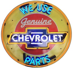 Electric light fittings: Chevrolet We Use Genuine Parts Neon Sign (with back board) - NEA-006