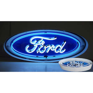 Electric light fittings: Ford Oval Neon Sign (in steel can) - NEA-051