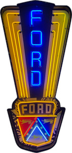 Ford 50's Jubilee Crest Neon Sign (in shaped steel can) - ATND-NEA-500