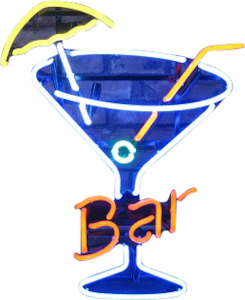 Bar with Cocktail Glass Neon Sign - NEBS-248