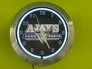 Ajay's Ford V8 Parts Neon Clock - NENC-AJAY