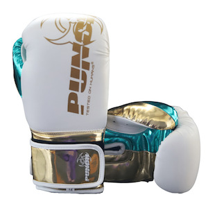 BOXING GLOVES - Metallic- 12oz - WHITE | GREEN | GOLD