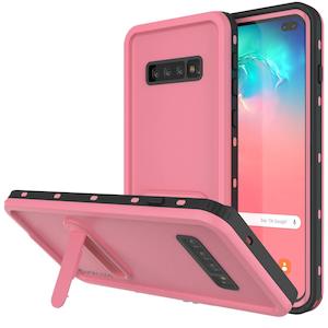 Galaxy S10+ Plus Waterproof Case, Punkcase [KickStud Series] Armor Cover [Pink]