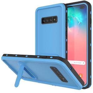 Galaxy S10+ Plus Waterproof Case, Punkcase [KickStud Series] Armor Cover [Light Blue]