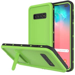 Galaxy S10+ Plus Waterproof Case, Punkcase [KickStud Series] Armor Cover [Light Green]