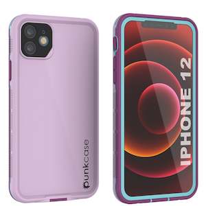 Punkcase iPhone 12 Waterproof Case [Aqua Series] Armor Cover [Purple]