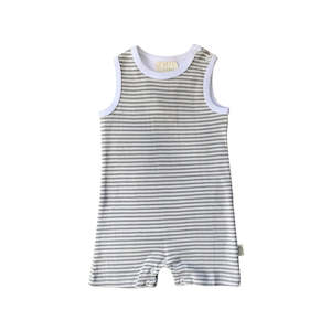 Summer Romper - Grey Stripe