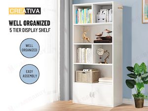 Bookcase Display Shelf Storage Cabinet Stand Home Office Bookshelf  * White