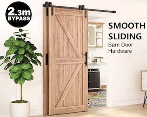 Homewares: Black rustic sliding bypass barn door hardware sliding track 2.3M