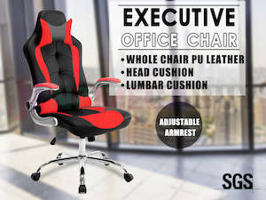 Premium PU Faux Leather Gaming Office Chair Black/Red