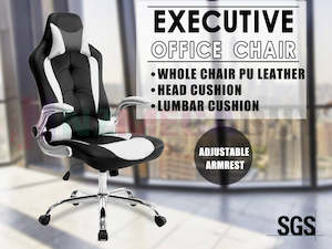 Premium PU Faux Leather Gaming Office Chair Black/White