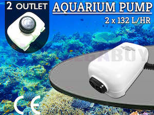 Homewares: Aquarium Air Pump Oxygen Fountain Pond Aerator Water Fish Tank 2 Outlet