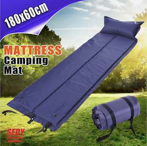 1 x Self Inflating Mattress Camping Hiking Airbed Mat Sleeping with Pillow *BLUE