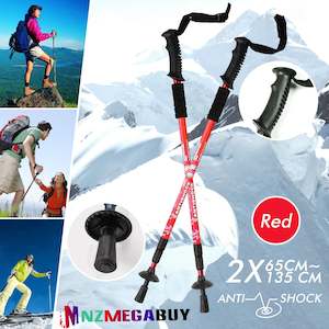 TREKKING POLES WALKING HIKING POLES 2 PCS - Red